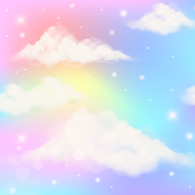 Holographic Fantasy Rainbow Unicorn Background with Clouds